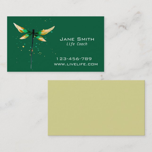 Life Coach wellbeing dragonfly freelance Business Card (Front/Back)