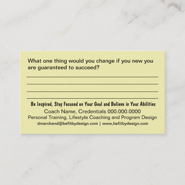 Life Coaching Business Card (Back)