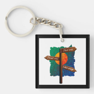 Life Direction Road Sign Key Ring