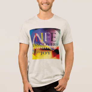"Life Discovery Challenge Joy" Blue Red Yellow Art Tri-Blend Shirt