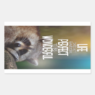 LIfe DoesntHave ToBe Perfect Racoon Inspirational Rectangular Sticker