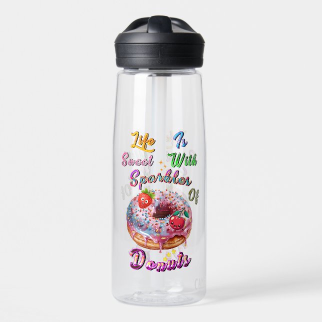 Life Drinkware Is Sweet With Sparkles Of Doughnuts Water Bottle (Front)