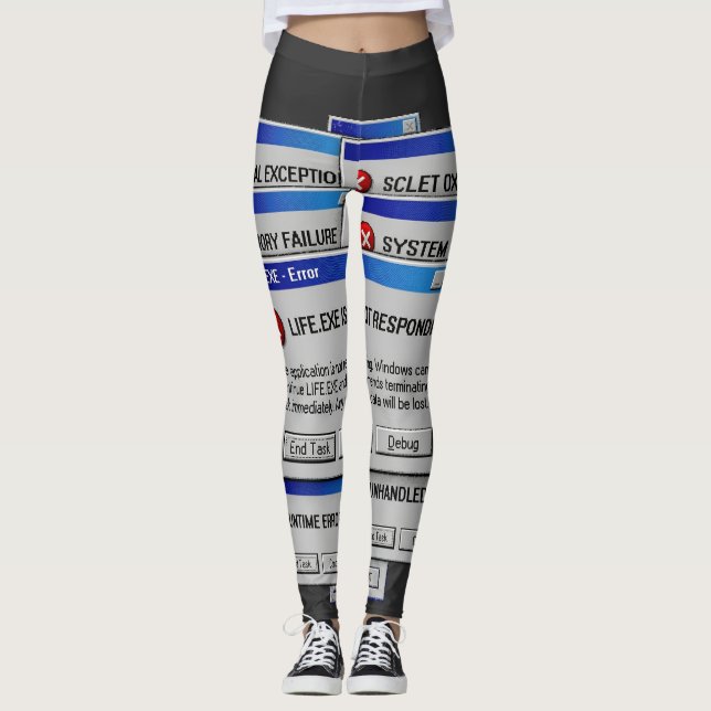 Life.exe Is Not Responding Funny Existential Error Leggings (Front)