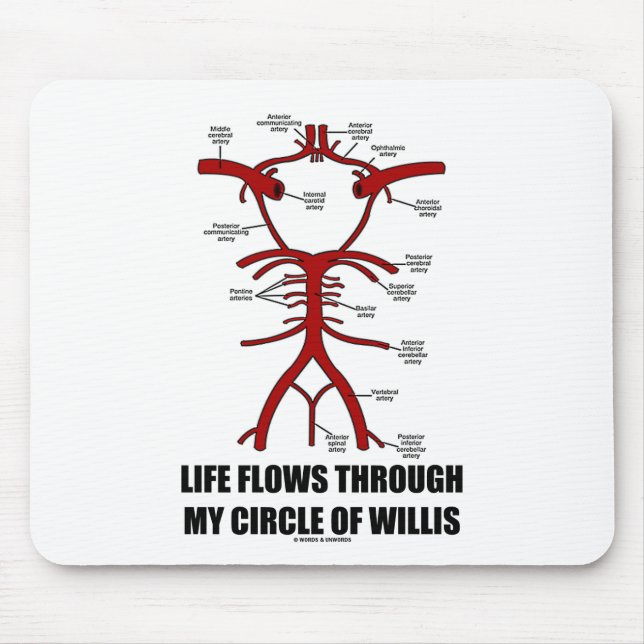 Life Flows Through My Circle Of Willis (Health) Mouse Pad (Front)