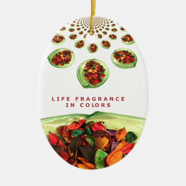 Life Fragrance in colour potpourri Ceramic Tree Decoration (Front)