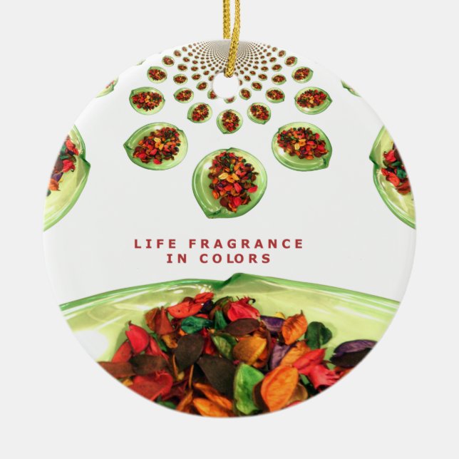 Life Fragrance in colour potpourri Ceramic Tree Decoration (Front)