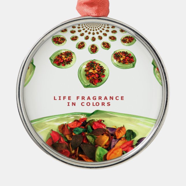 Life Fragrance in colour potpourri Metal Tree Decoration (Front)