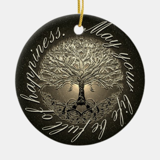 Life Full of Happiness Ceramic Tree Decoration (Front)