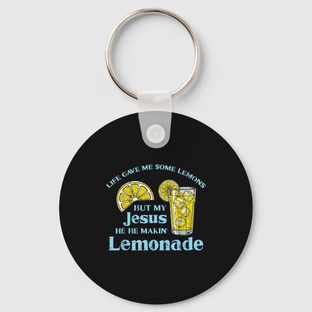 Life Gave Lemon Jesus Made Lemonade Christian Men  Key Ring (Front)