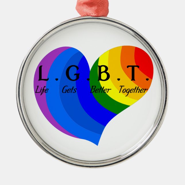 Life Gets Better Together LGBT Pride Metal Tree Decoration (Front)