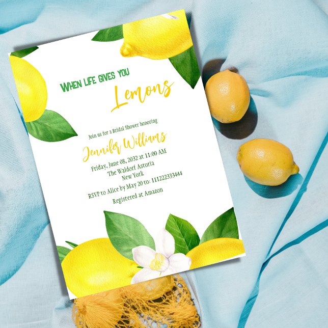 Life Gives Lemons Fun Citrus Summer Bridal Shower  Invitation (Creator Uploaded)