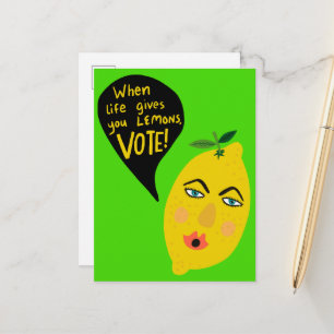 Life Gives You Lemons Vote 2024 Elections Cute USA Postcard