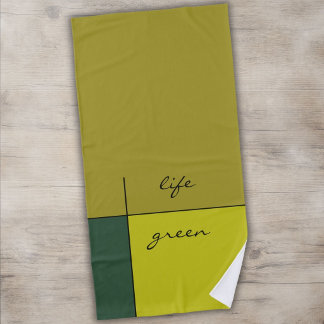 life green, acid, citron and moss abstract art beach towel