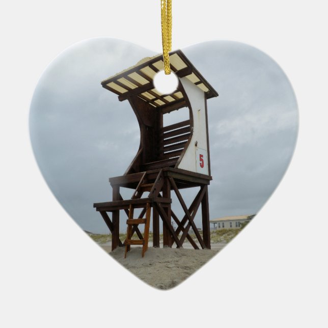Life Guard Stand Wrightsville Beach NC Ceramic Tree Decoration (Front)