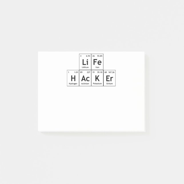 LiFe HAcKEr Chemistry Elements Periodic Table Word Post-it Notes (Front)