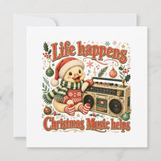 Life Happens Christmas Music Helps Invitation