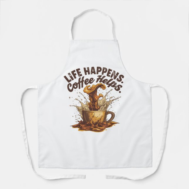 Life Happens Coffee HeAll-Over Print Apron, Medium Apron (Front)