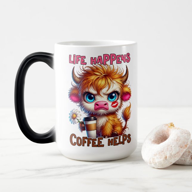 Life Happens Coffee Helps  Magic Mug (With Donut)