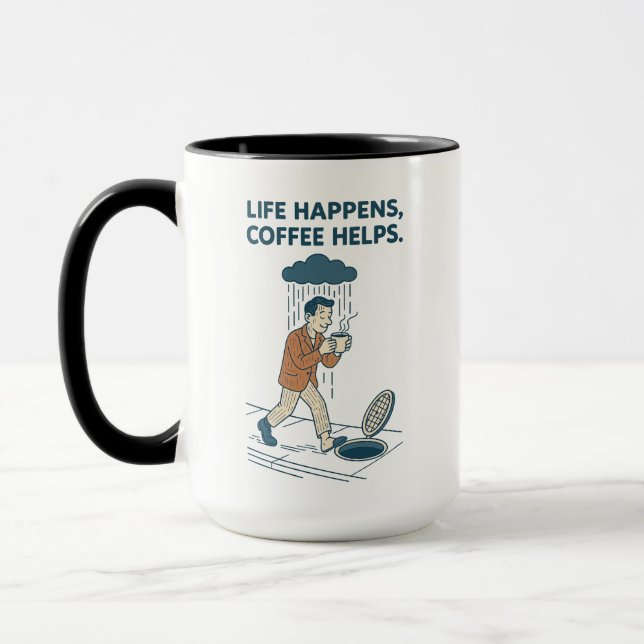 Life Happens, Coffee Helps Premium Mug (Left)