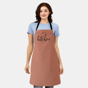 'Life Happens In The Kitchen' Warm Terracotta Boho Apron