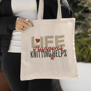 Life Happens Knitting Helps Knitting Lovers Tote Bag