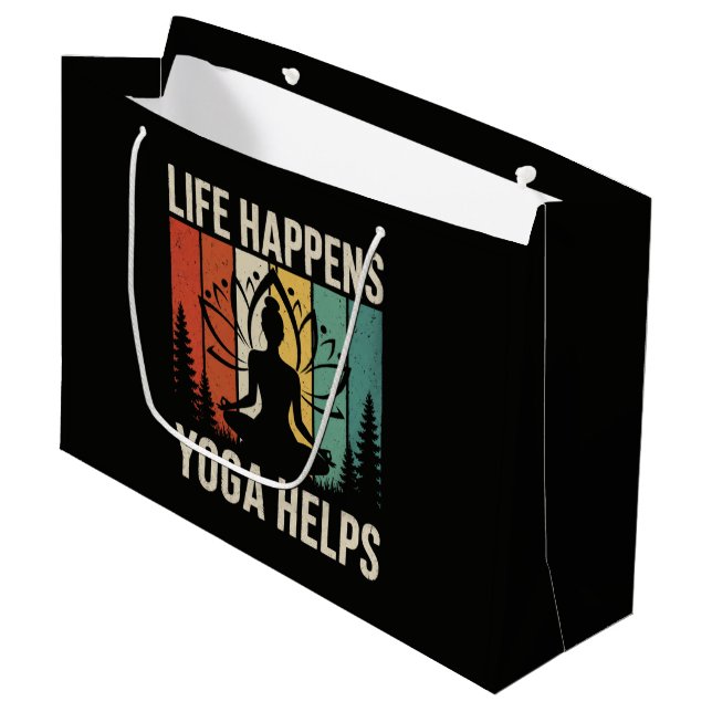 Life Happens Yoga Helps Large Gift Bag (Front Angled)
