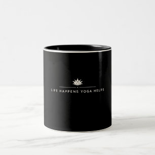 Life Happens Yoga Helps Motivation Two-Tone Coffee Mug