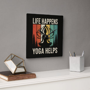 Life Happens Yoga Helps Square Wall Clock
