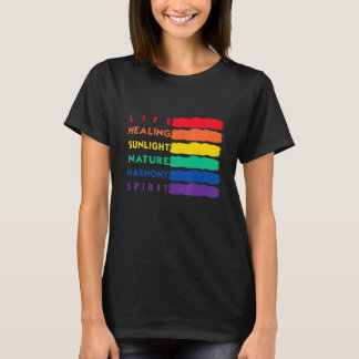 Life Healing Nature Harmoney Spirit Lgbtq Flag Lgb T-Shirt