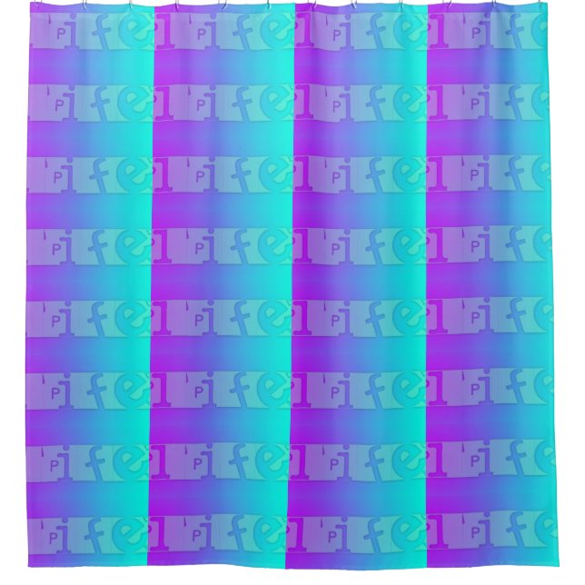 Life in Blue and Purple Repeating Typography Shower Curtain (Front)