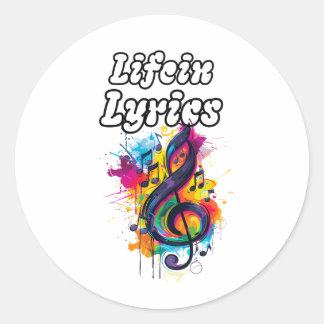 "Life in Lyrics" colour notes typography design Classic Round Sticker
