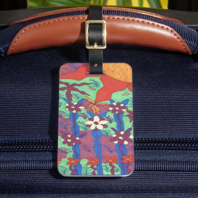 Life in the Garden Boho Print Luggage Tag (Front Insitu 2)