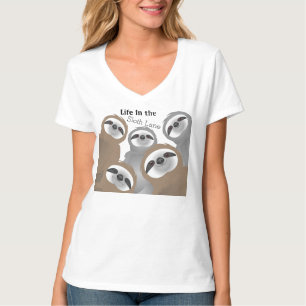Life in the Sloth Lane Happy Brown & Gray Sloths T-Shirt