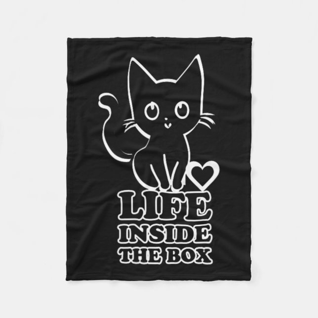 Life Inside The Box - Black Kitty Cat  Fleece Blanket (Front)