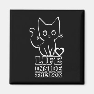 Life Inside The Box - Black Kitty Cat Magnet