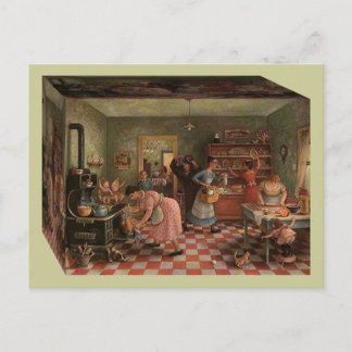 "LIFE INSIDE THE BOX" Postcard Vintage Kitchen