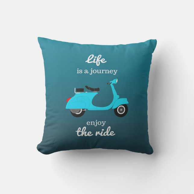 Life Inspirational Quote Blue Ombre Cushion (Front)