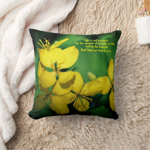 Life Inspirational Quote Flowers  Cushion