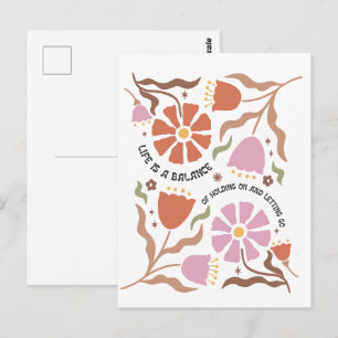 Life Is A Balance Of Holding Boho Wildflower Quote Postcard