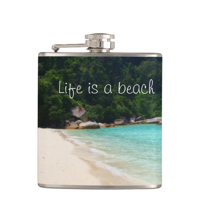 Life is a Beach Hip Flask (Front)
