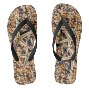 Life Is A Beach Seashells & Star Fish Summer Fun Jandals