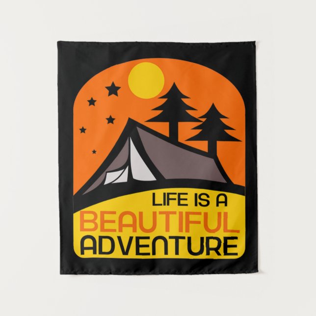 Life is A Beautiful Adventure Camping Tapestry (Front)