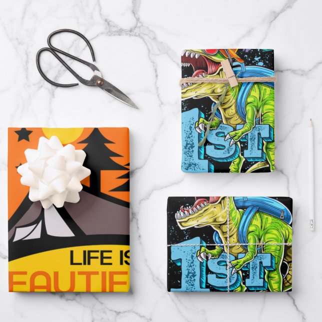 Life is A Beautiful Adventure Camping Wrapping Paper Sheet (Front)