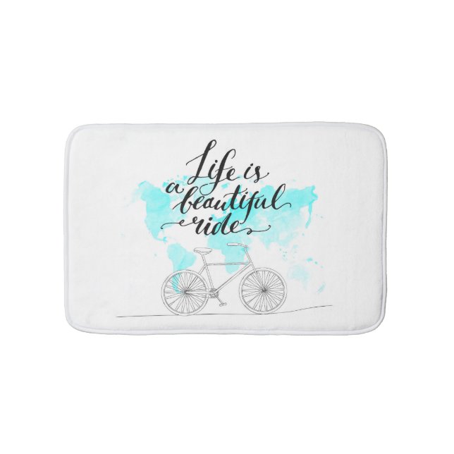 Life Is A Beautiful Ride Blue Bath Mat (Front)