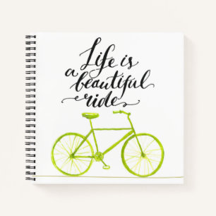 Life Is A Beautiful Ride Lime Green Notebook