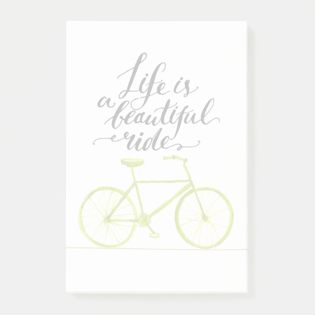 Life Is A Beautiful Ride Lime Green Post-it Notes (Front)