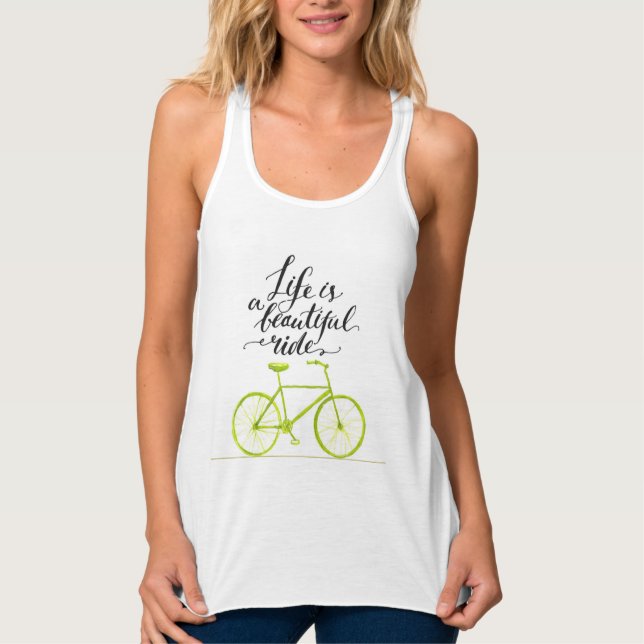 Life Is A Beautiful Ride Lime Green Singlet (Front)