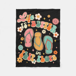 Life Is A Better In Flip Flops Hello Summer Beach Fleece Blanket