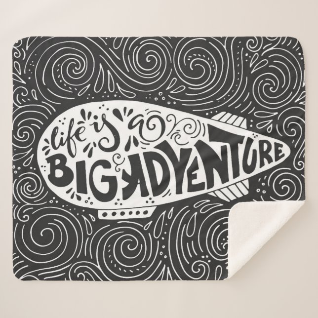 Life Is A Big Adventure Sherpa Blanket (Front (Horizontal))
