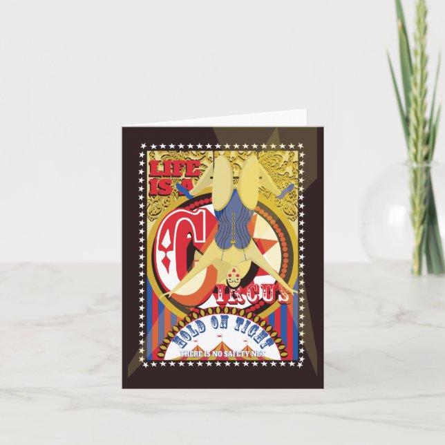 Life is a Circus, trapeze artist under the big top Holiday Card (Front)